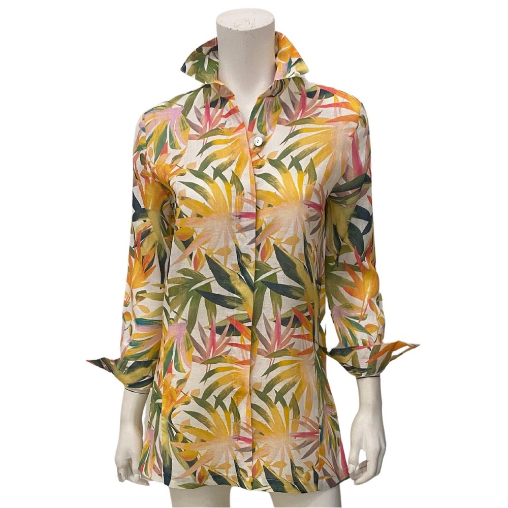 New Charlotte Kellogg “Paradise” Linen Buttondown Top SZ XXL